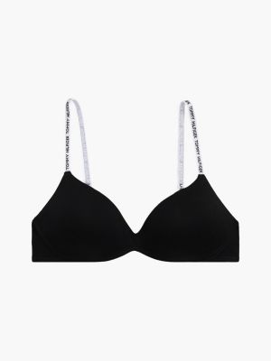 black heritage repeat logo non-wired push-up bra for women tommy hilfiger