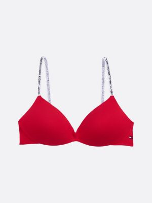 red heritage repeat logo non-wired push-up bra for women tommy hilfiger