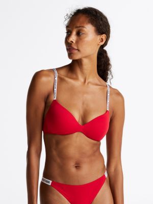 red heritage repeat logo non-wired push-up bra for women tommy hilfiger