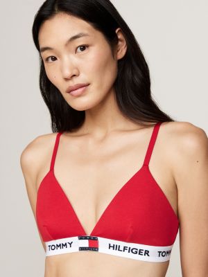 red heritage logo padded triangle bra for women tommy hilfiger