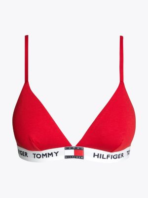 red heritage logo padded triangle bra for women tommy hilfiger