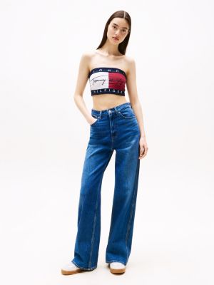 kolorowy biustonosz bandeau th heritage z logo dla kobiety - tommy hilfiger