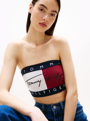 multi heritage signature logo bandeau bra for women tommy hilfiger