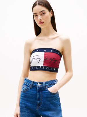 multi heritage signature logo bandeau bra for women tommy hilfiger