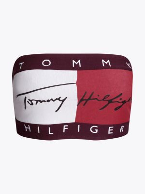 reggiseno heritage a fascia con logo firma rosso da donne tommy hilfiger