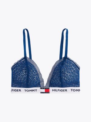 blue heritage leopard lace unlined triangle bra for women tommy hilfiger