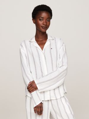 orange original gewebtes pyjama-oberteil für damen - tommy hilfiger
