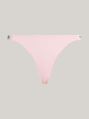 roze heritage high leg string met logo voor dames - tommy hilfiger