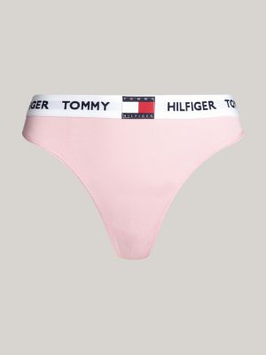 pink heritage repeat logo waistband thong for women tommy hilfiger