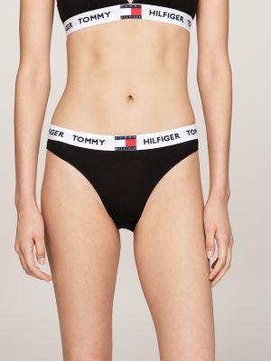 black heritage repeat logo waistband briefs for women tommy hilfiger