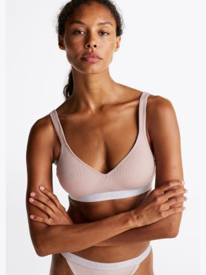 bralette hilfiger monotype push up imbottita beige da donne tommy hilfiger