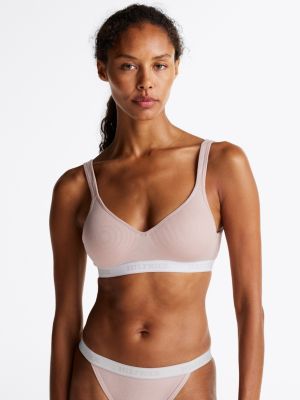 bralette hilfiger monotype push up imbottita beige da donne tommy hilfiger