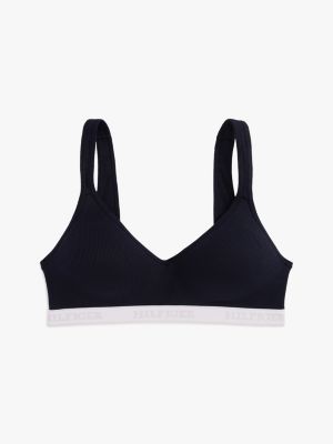 blue hilfiger monotype ribbed padded push-up bralette for women tommy hilfiger