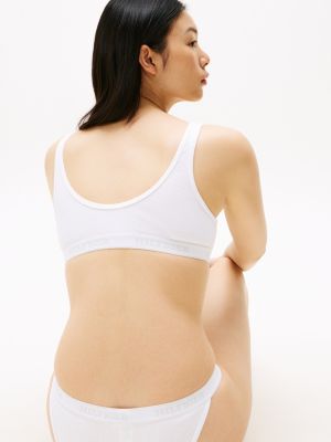 white hilfiger monotype ribbed padded push-up bralette for women tommy hilfiger