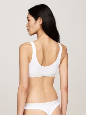 white hilfiger monotype ribbed padded push-up bralette for women tommy hilfiger