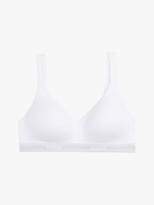 white hilfiger monotype ribbed padded push-up bralette for women tommy hilfiger