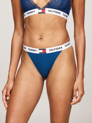 blue heritage kanten tanga-slip voor dames - tommy hilfiger