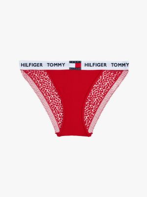 red heritage leopard lace tanga briefs for women tommy hilfiger