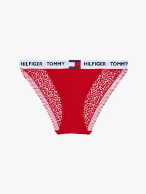 rot heritage tanga-slip mit leopardenspitze für damen - tommy hilfiger