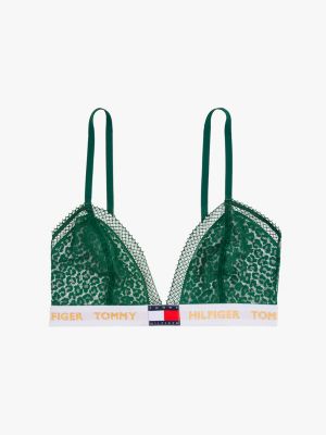 green heritage leopard lace triangle bra for women tommy hilfiger