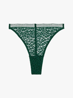 green heritage leopard lace high leg thong for women tommy hilfiger