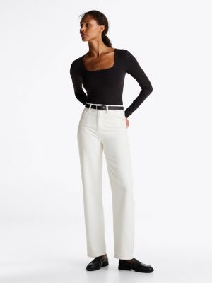 black heritage long sleeve bodysuit for women tommy hilfiger