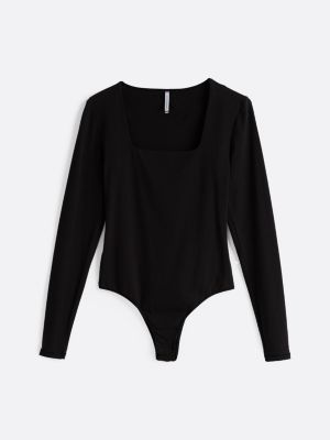 black heritage long sleeve bodysuit for women tommy hilfiger