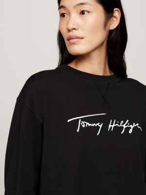 black heritage logo t-shirt and shorts pyjama set for women tommy hilfiger