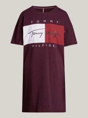 t-shirt da notte heritage corta rosso da donne tommy hilfiger