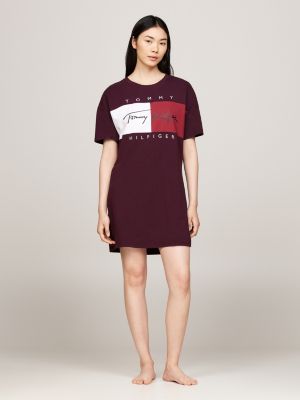 t-shirt da notte heritage corta red da donne tommy hilfiger