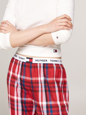 pantaloni pigiama heritage in flanella rosso da donne tommy hilfiger