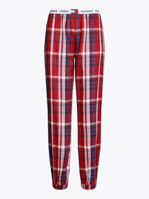 rot heritage pyjama-hose aus flanell mit bündchen für damen - tommy hilfiger