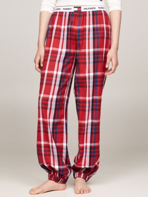 rot heritage pyjama-hose aus flanell mit bündchen für damen - tommy hilfiger