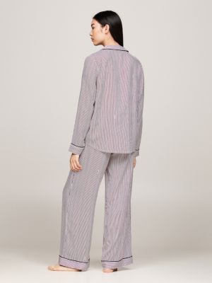 rood pyjamashirt met logo voor dames - tommy hilfiger