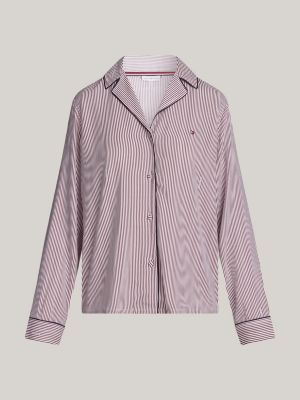rood pyjamashirt met logo voor dames - tommy hilfiger