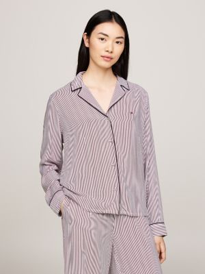 chemise de pyjama à motif et logo rouge pour femmes tommy hilfiger