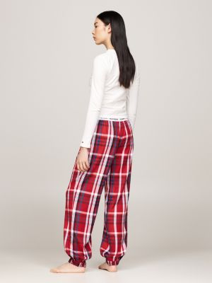 weiß heritage cropped fit pyjama-langarmshirt für damen - tommy hilfiger