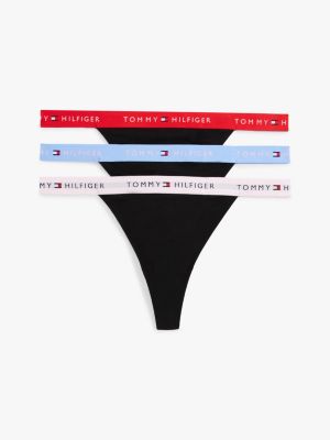 red 3-pack repeat logo string thongs for women tommy hilfiger
