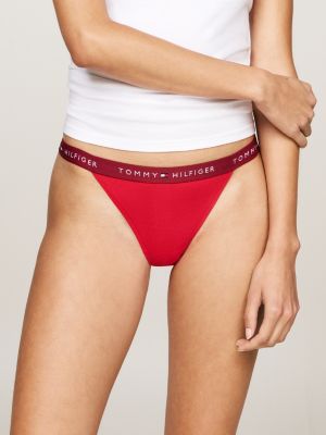 pack de 3 tangas con inscripción azul de mujeres tommy hilfiger