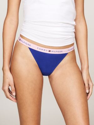 pack de 3 tangas con inscripción azul de mujeres tommy hilfiger