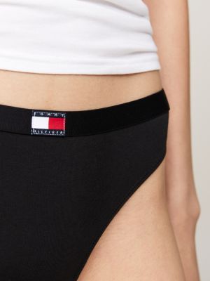 black 3-pack heritage logo thongs for women tommy hilfiger