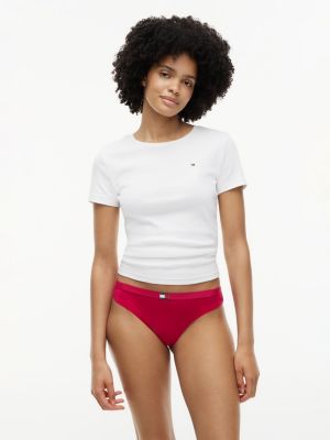white 5-pack heritage logo thongs for women tommy hilfiger
