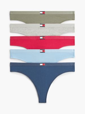 white 5-pack heritage logo thongs for women tommy hilfiger