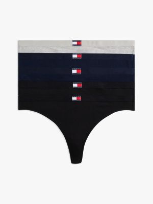 beige 5-pack heritage logo thongs for women tommy hilfiger