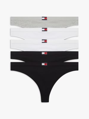 grey 5-pack heritage logo thongs for women tommy hilfiger