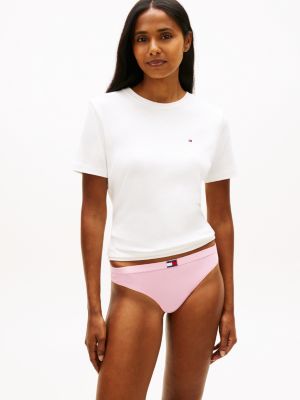 pink 5-pack heritage logo thongs for women tommy hilfiger