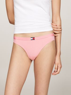 roze set van 5 heritage strings met logo voor dames - tommy hilfiger