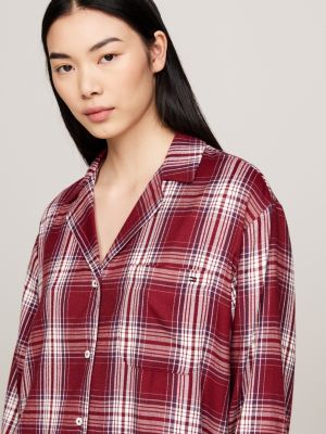 chemise de nuit original tissée douce rouge pour femmes tommy hilfiger