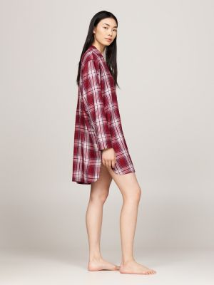 chemise de nuit original tissée douce rouge pour femmes tommy hilfiger