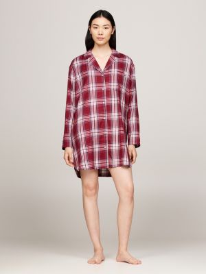 chemise de nuit original tissée douce rouge pour femmes tommy hilfiger